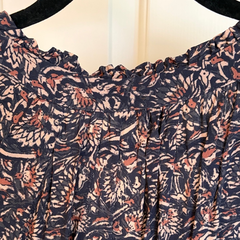 Faherty Navy and Coral Floral Blouse - Picture 5 of 5